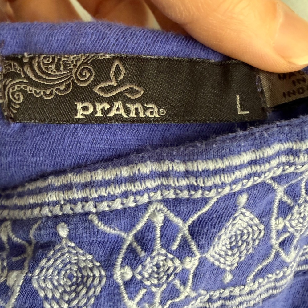 PRANA Blue Indie Embroidered Ladies Summer Boho Chic Festival Summer Dress, L - Picture 5 of 10